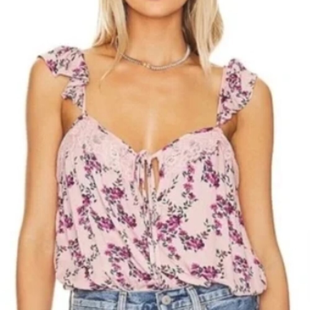 Free People Bodysuit – Rose Pink Combo – Size S – NWT